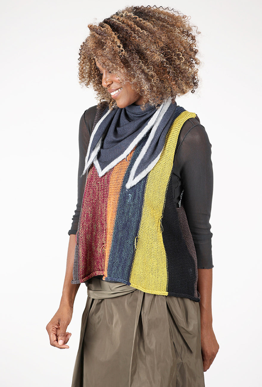 Felted Border Bandana, Light Gray/Charcoal Angle 2