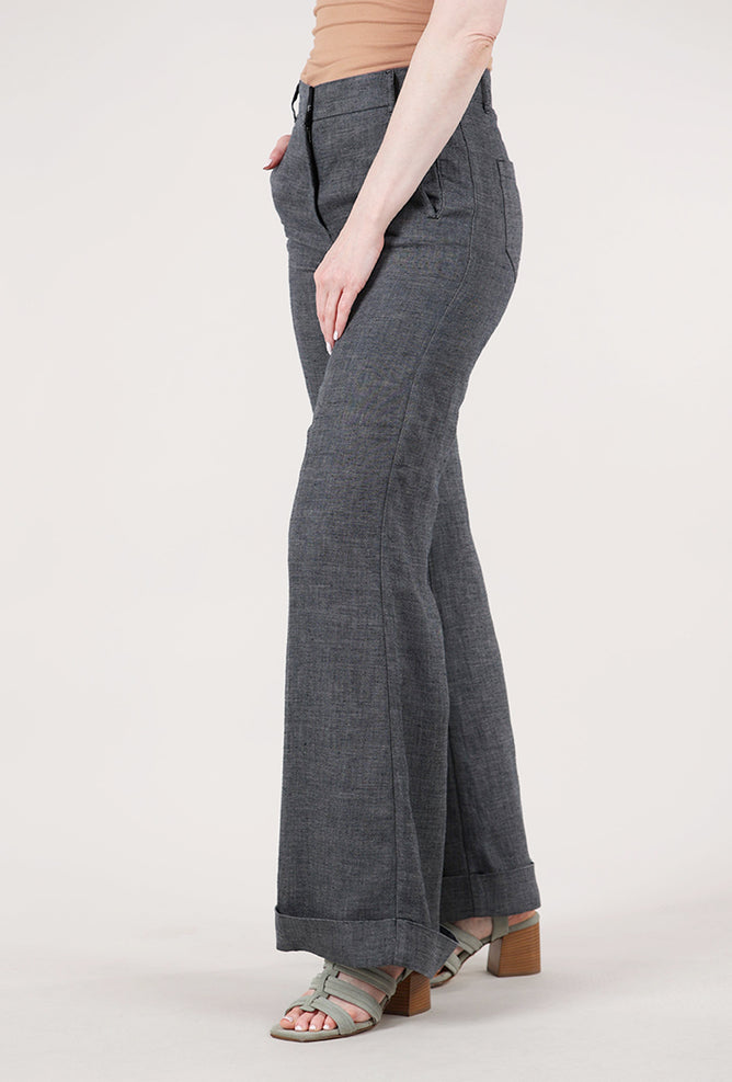 Hannes Roether Linen Posh Pant, Slate 