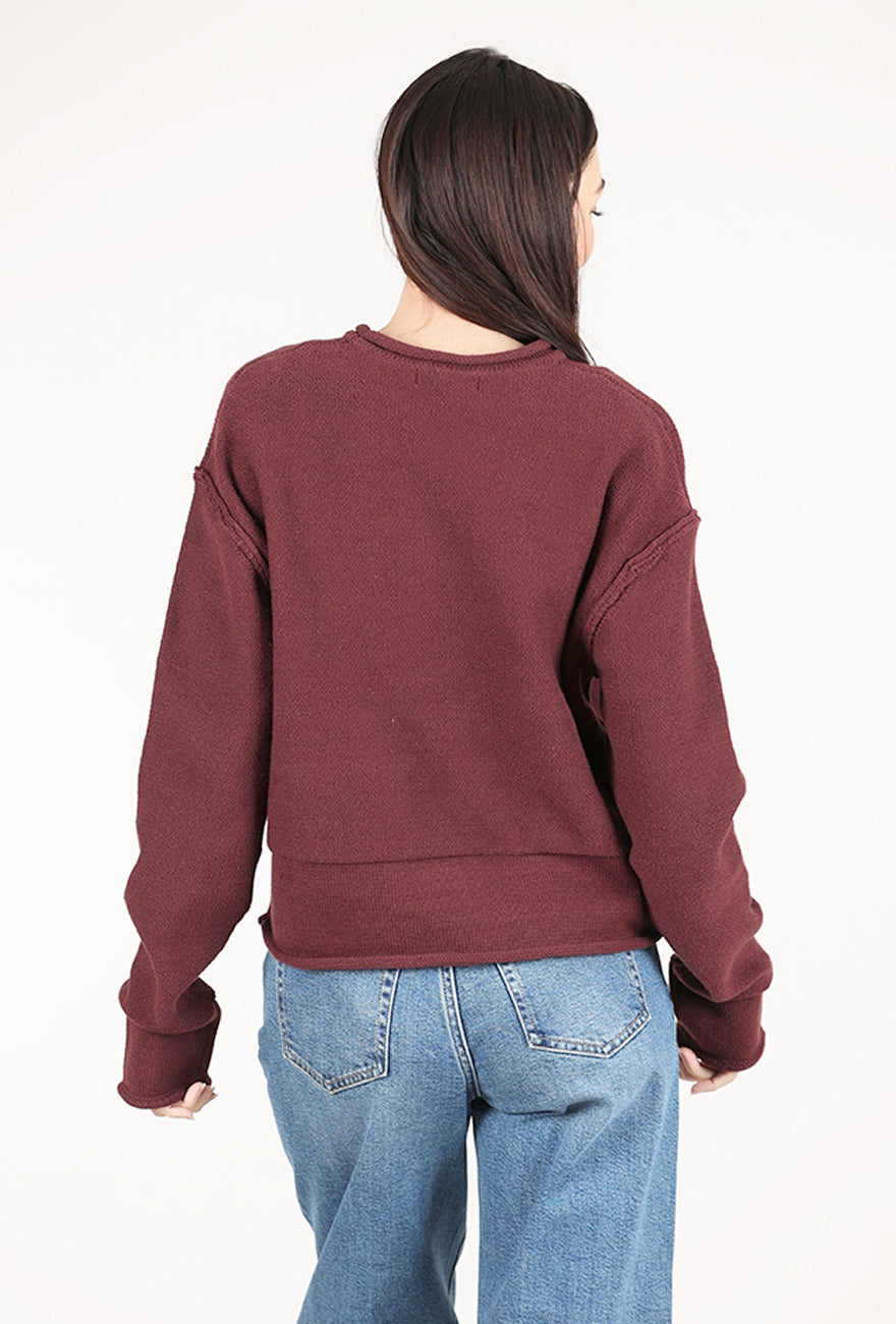 Grade & Gather Rolled Edges Sweater, Vino 