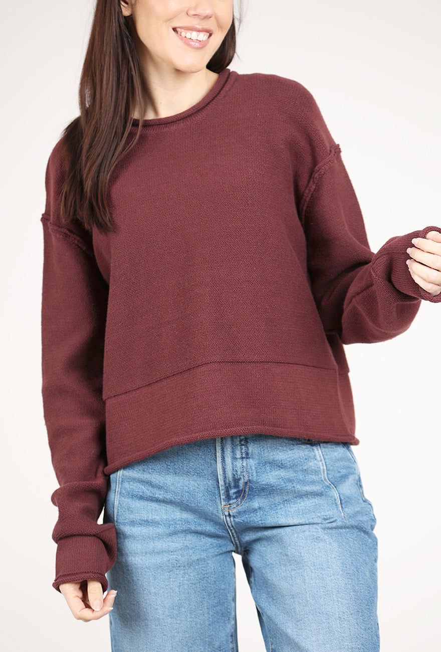 Grade & Gather Rolled Edges Sweater, Vino 