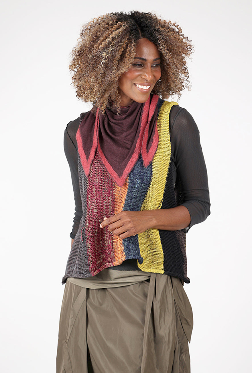 Felted Border Bandana, Ruby/Bark