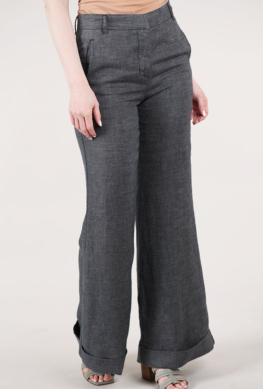 Hannes Roether Linen Posh Pant, Slate 