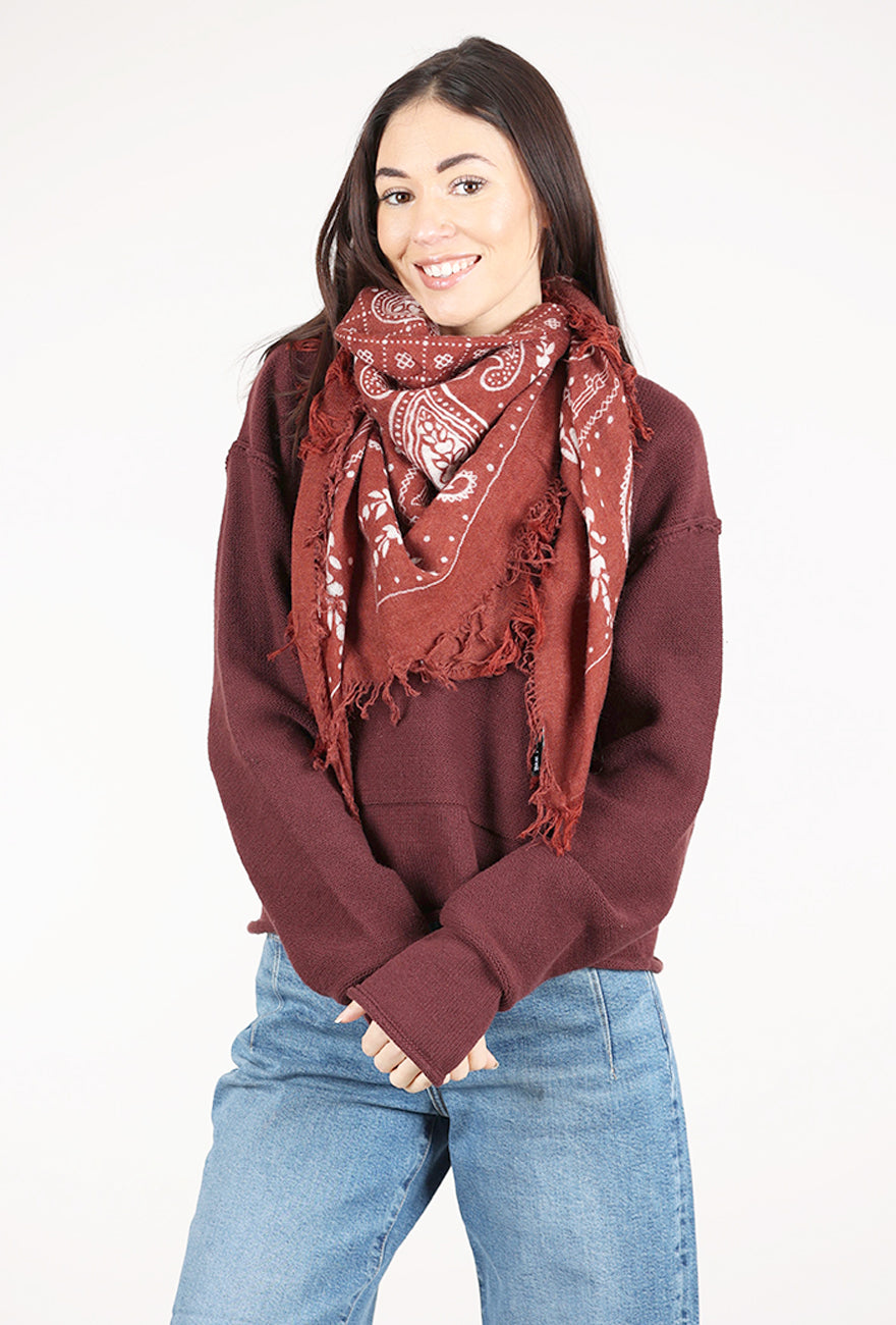 Blue Pacific Cashmere Paisley Scarf, Henna 