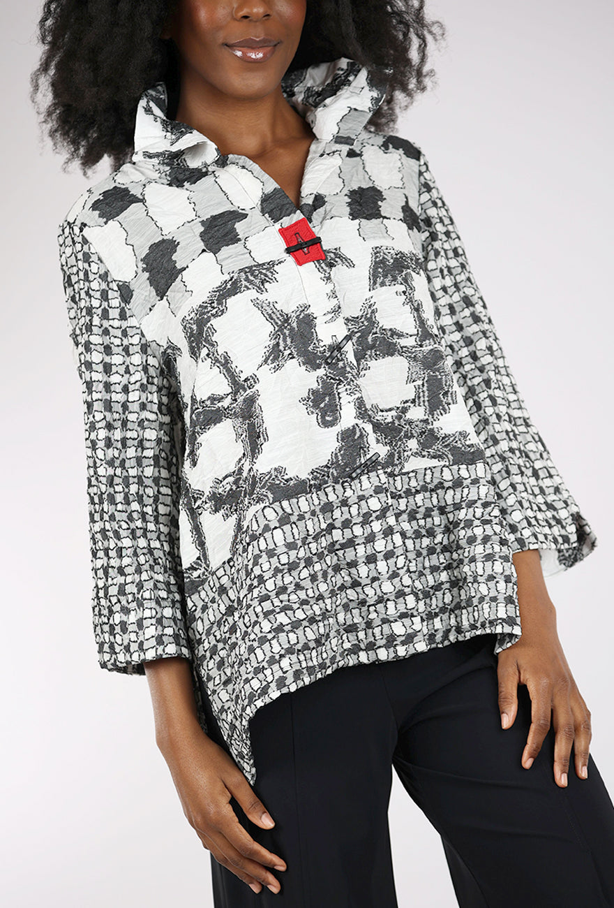 Moonlight Red Rectangle Jacket, Gray/Ecru 