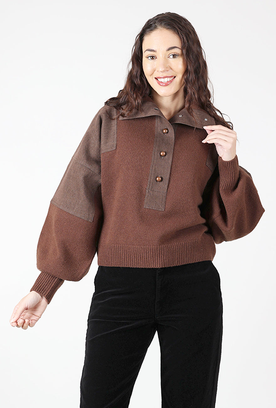 Wyssal Tneck Pullover, Patina Brown