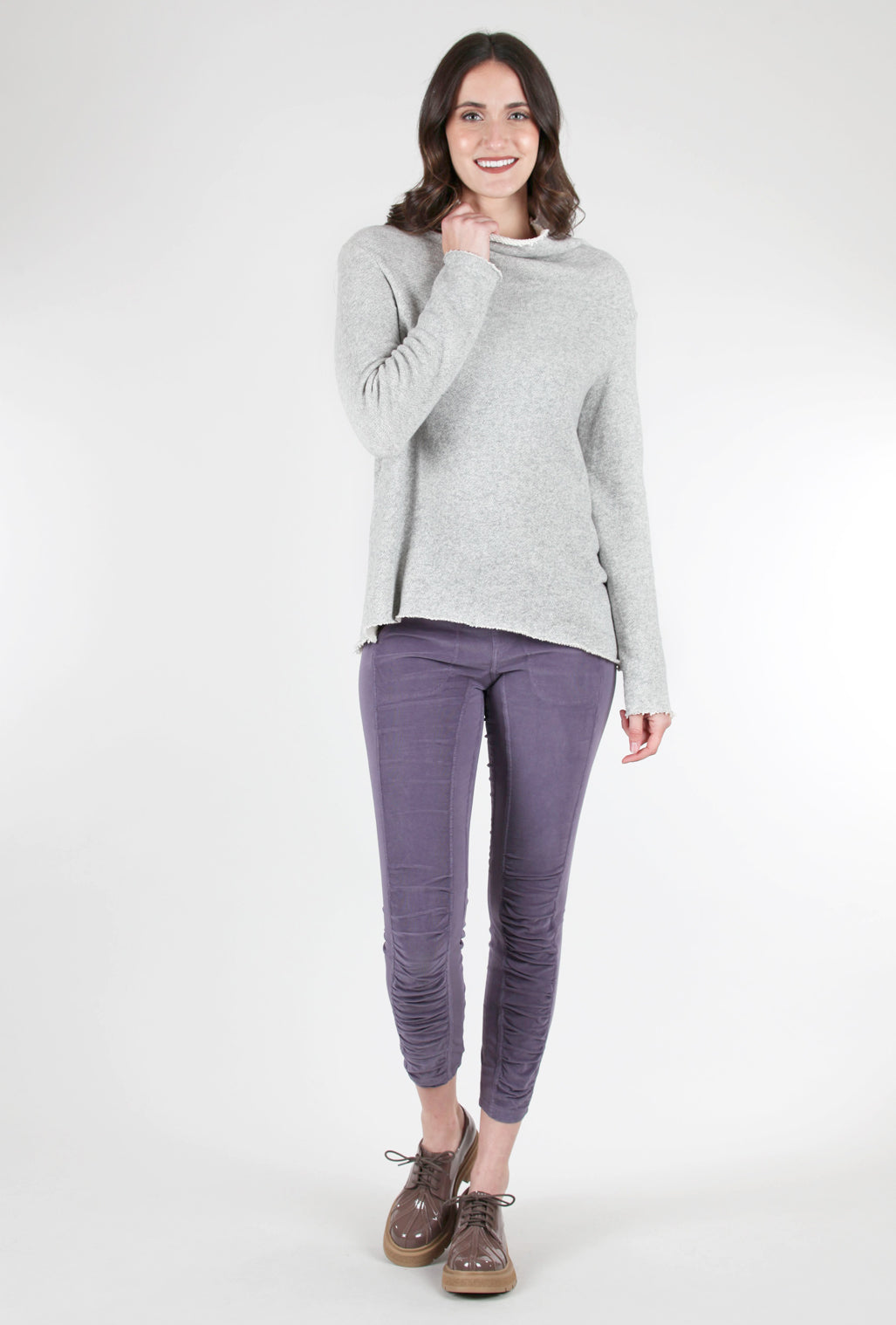 Veronique Miljkovitch Tory Big Loop Mockneck Pullover, Heather Gray 