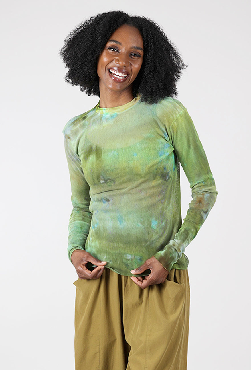 Hand Dyed Mesh Tee, Grass