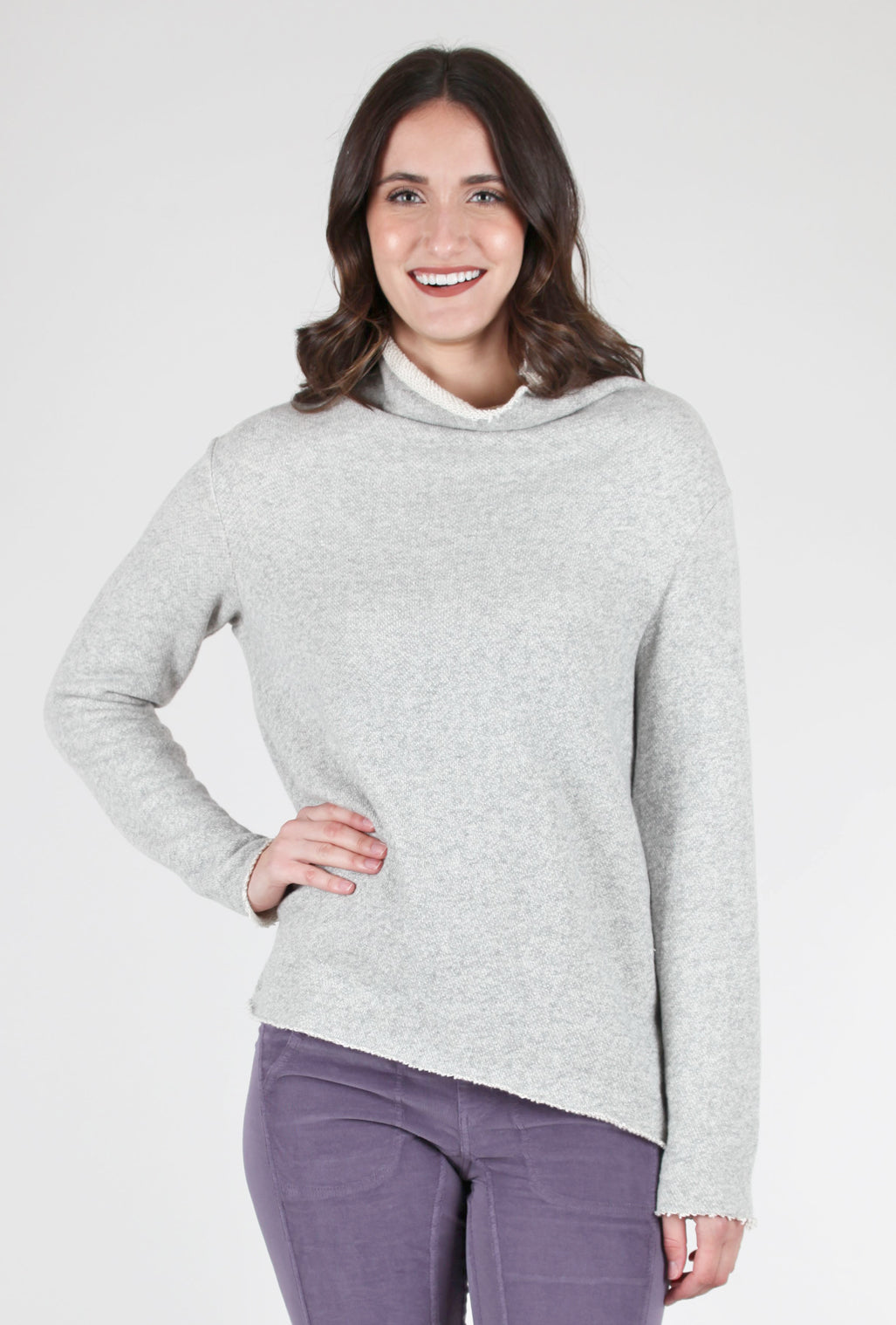 Veronique Miljkovitch Tory Big Loop Mockneck Pullover, Heather Gray 