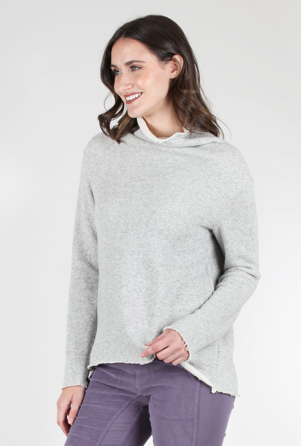 Veronique Miljkovitch Tory Big Loop Mockneck Pullover, Heather Gray 