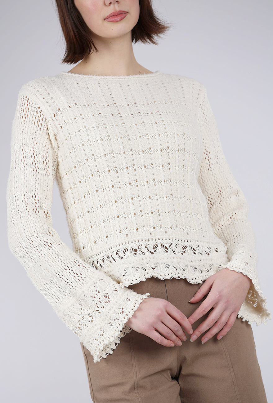 Margaret O'Leary Bell Sleeve Pullover, Ivory 