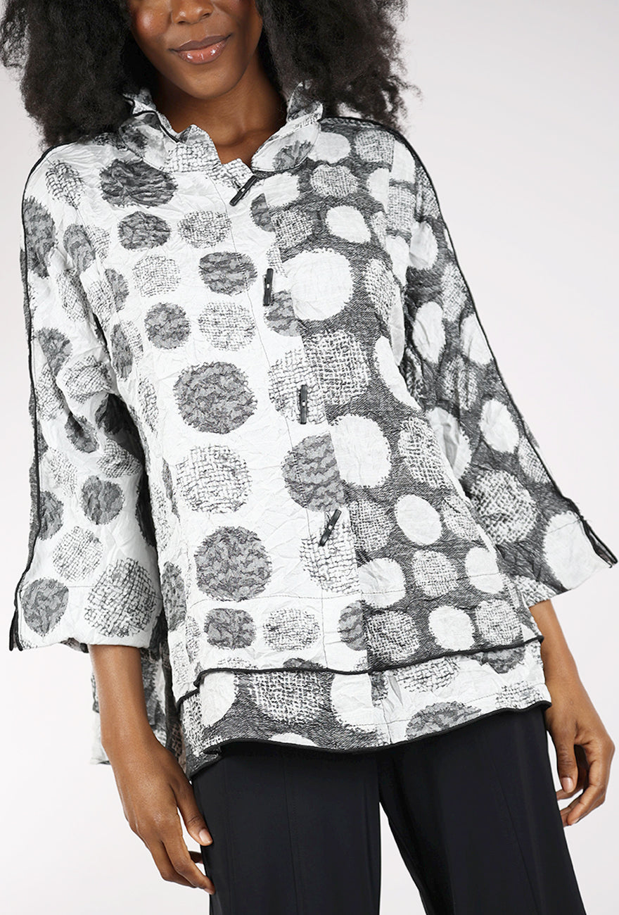 Moonlight Reverse Dye Dots Jacket, Gray/Ecru 