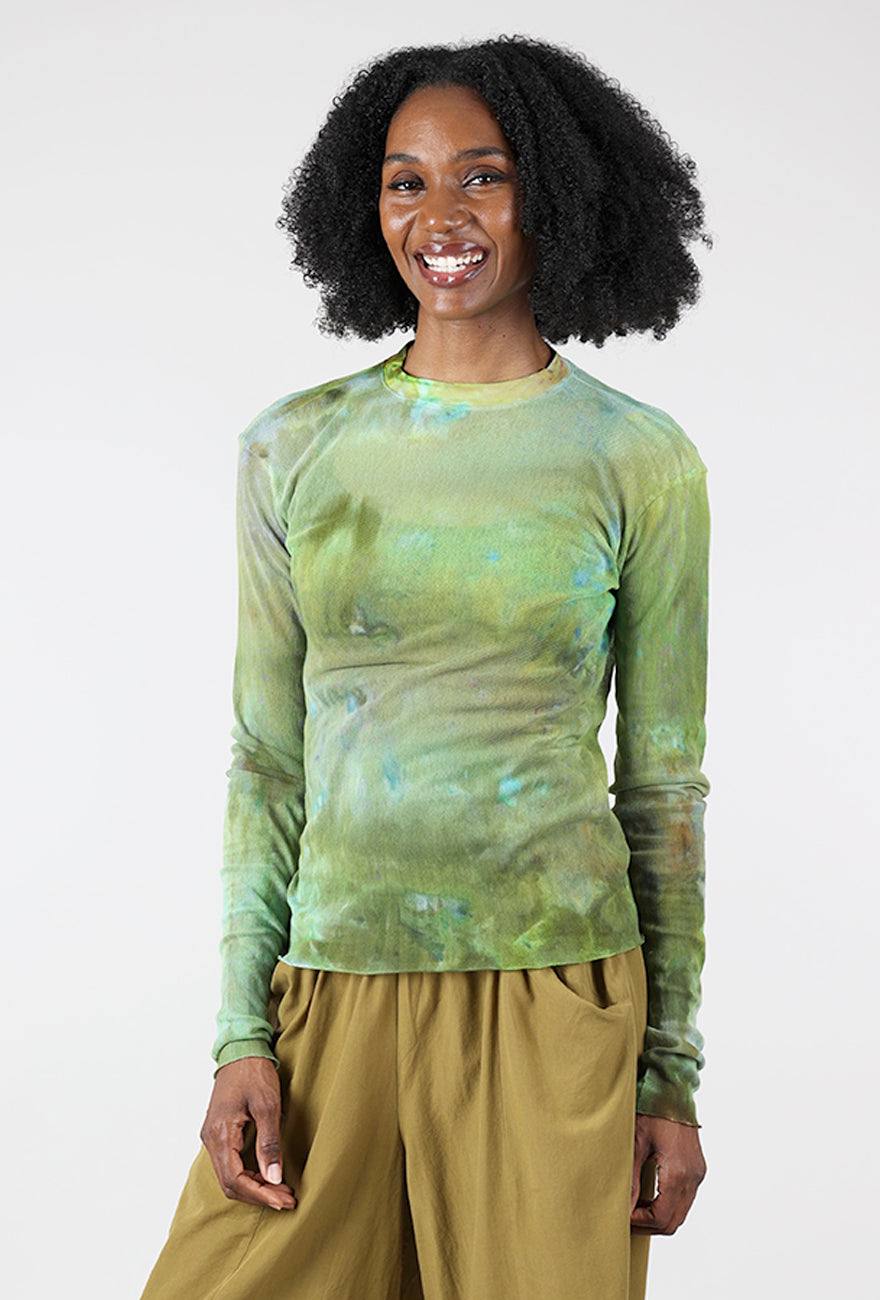 Hand Dyed Mesh Tee, Grass
