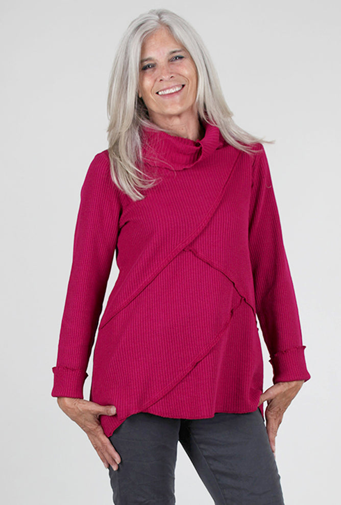 Fenini Waffle Patch Top, Magenta 