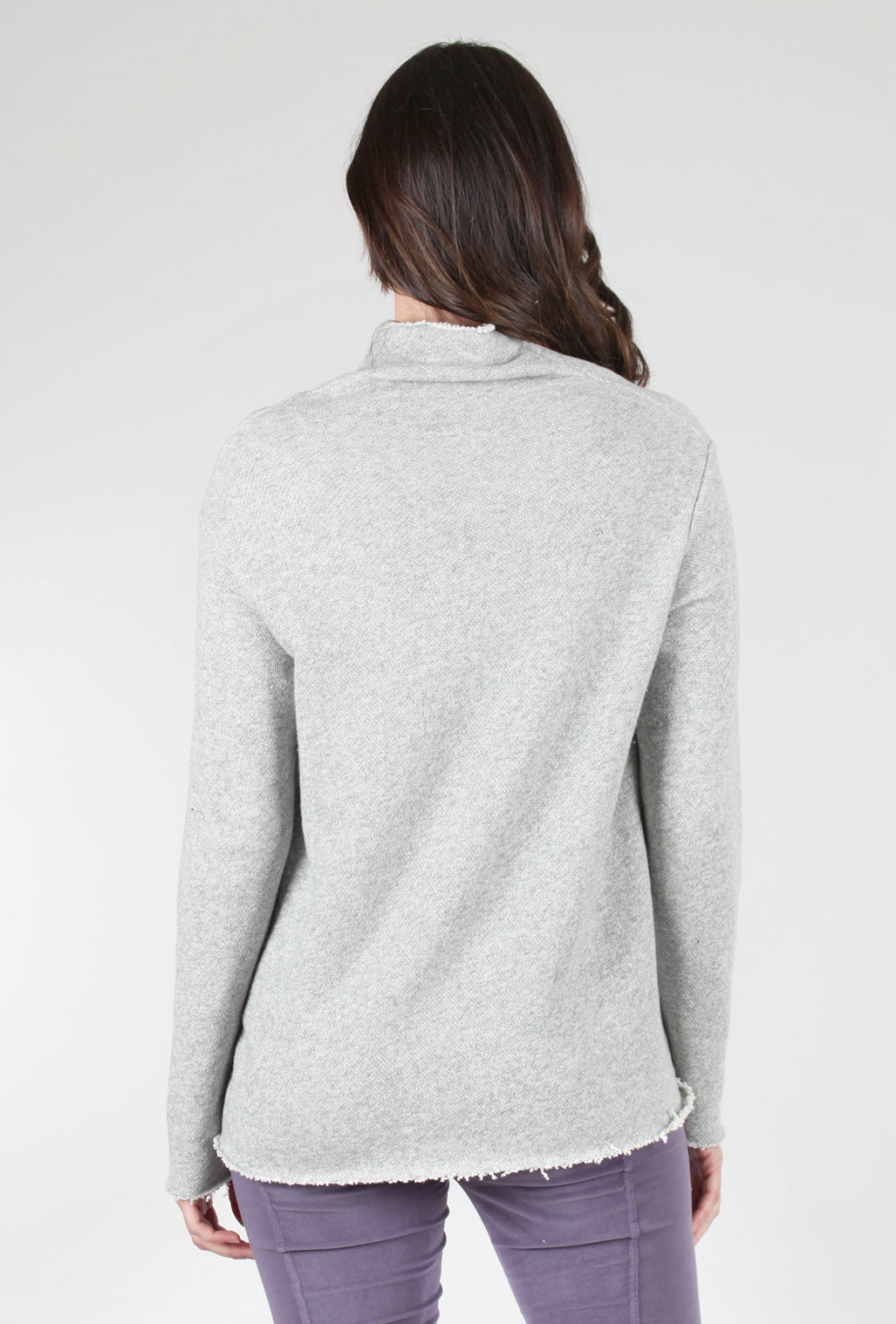 Veronique Miljkovitch Tory Big Loop Mockneck Pullover, Heather Gray 