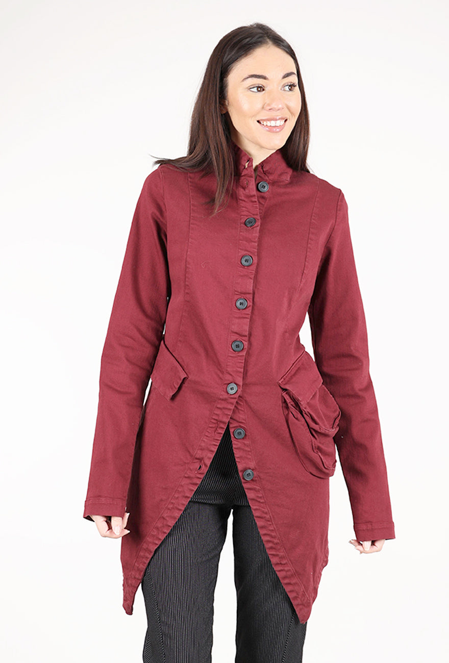 Pal Offner Super Denim Penguin Coat, Merlot 