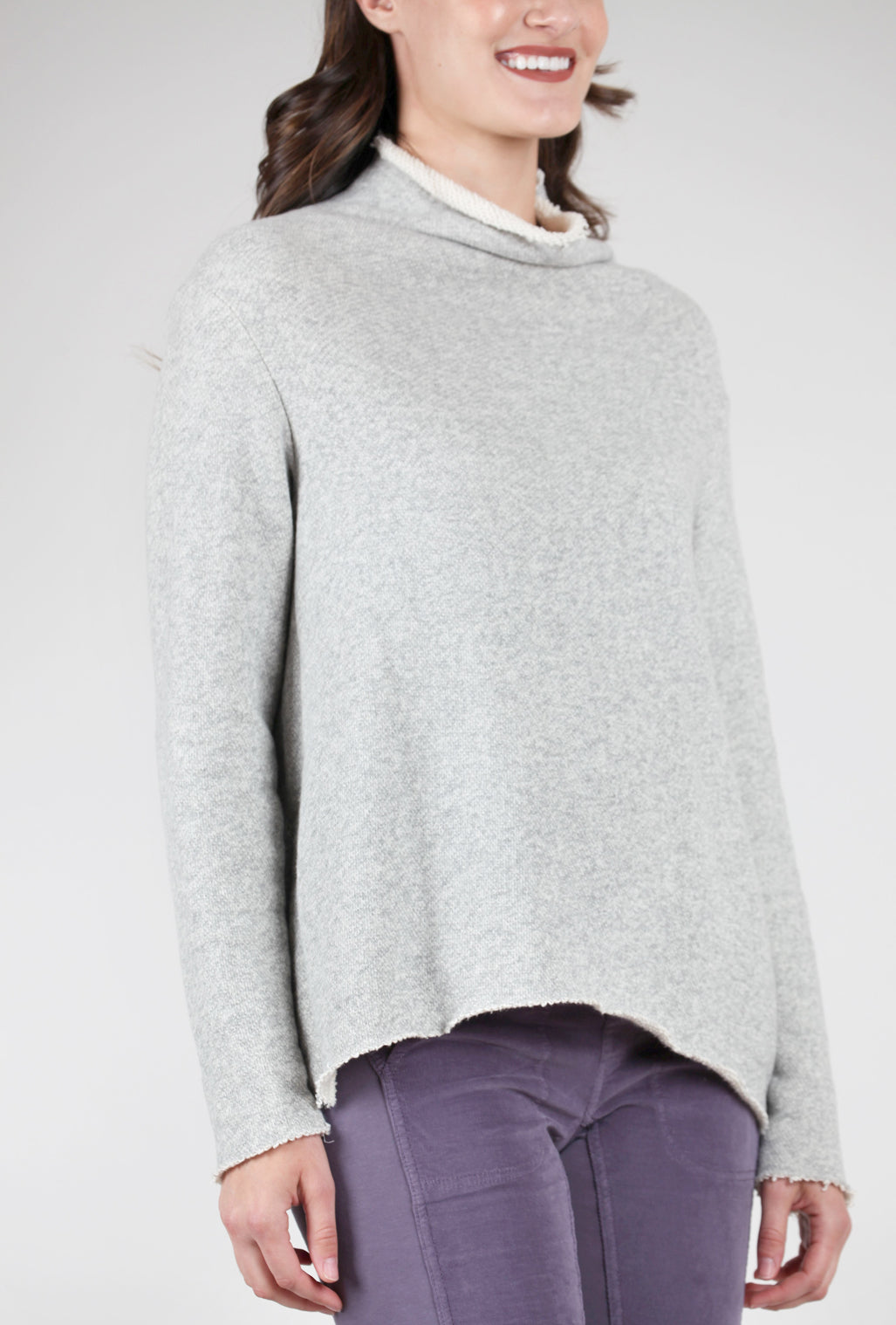 Veronique Miljkovitch Tory Big Loop Mockneck Pullover, Heather Gray 