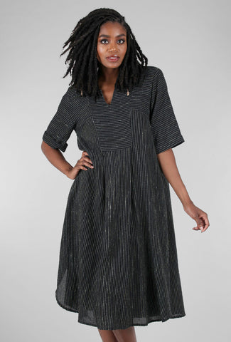 M Square Breeze Shaft Print Dress, Black Multi 