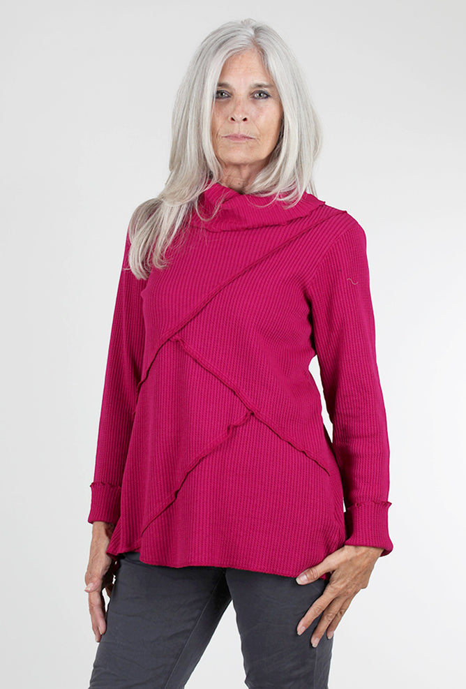 Fenini Waffle Patch Top, Magenta 