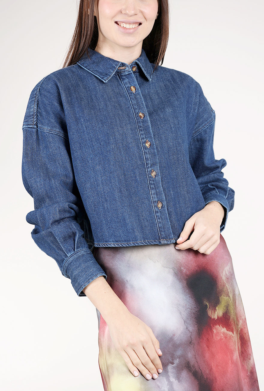 Favorite Daughter Crop Ex-Boyfriend Denim Shirt, Mesa 