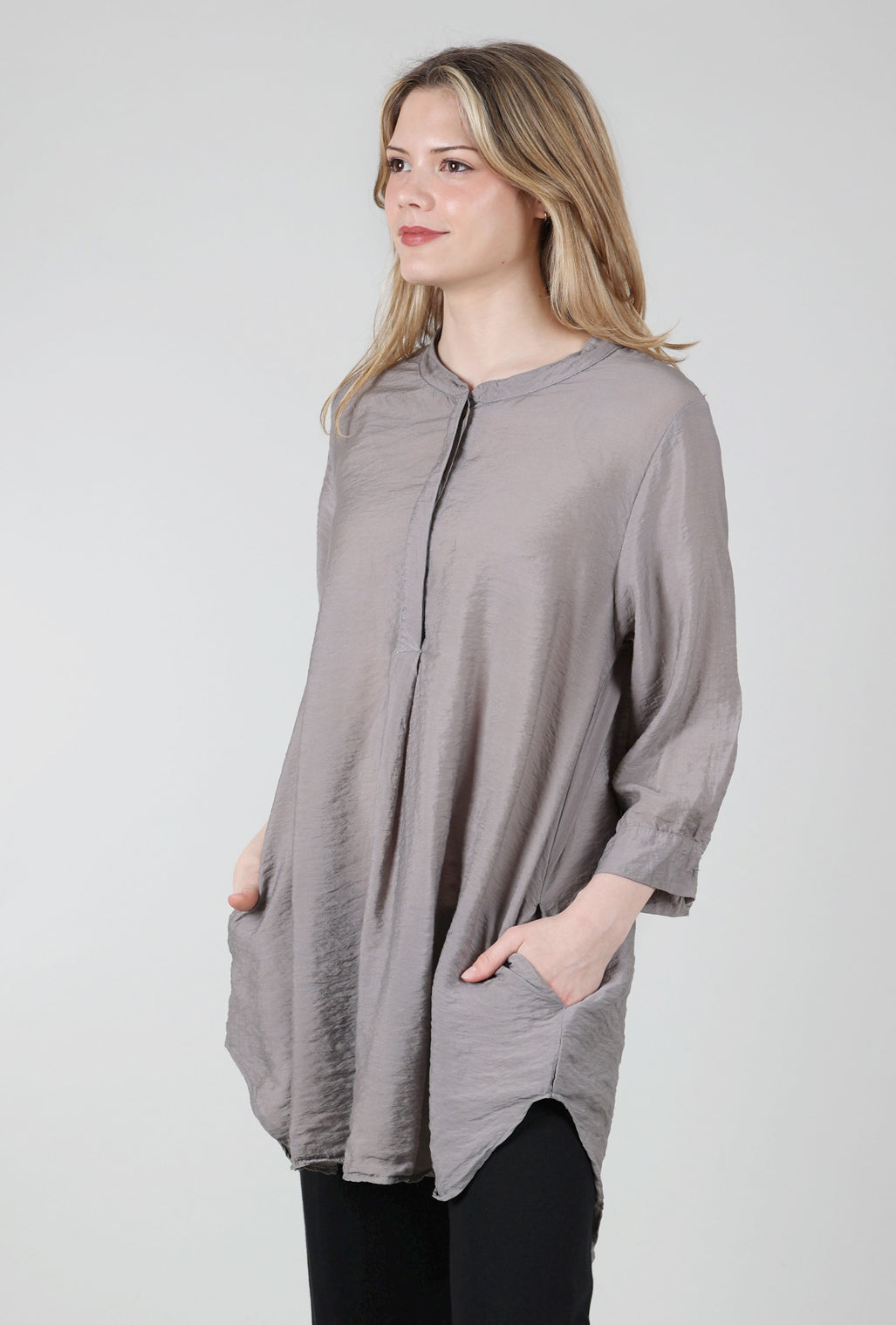 Cut Loose Henley Parachute Tunic, Cobblestone 