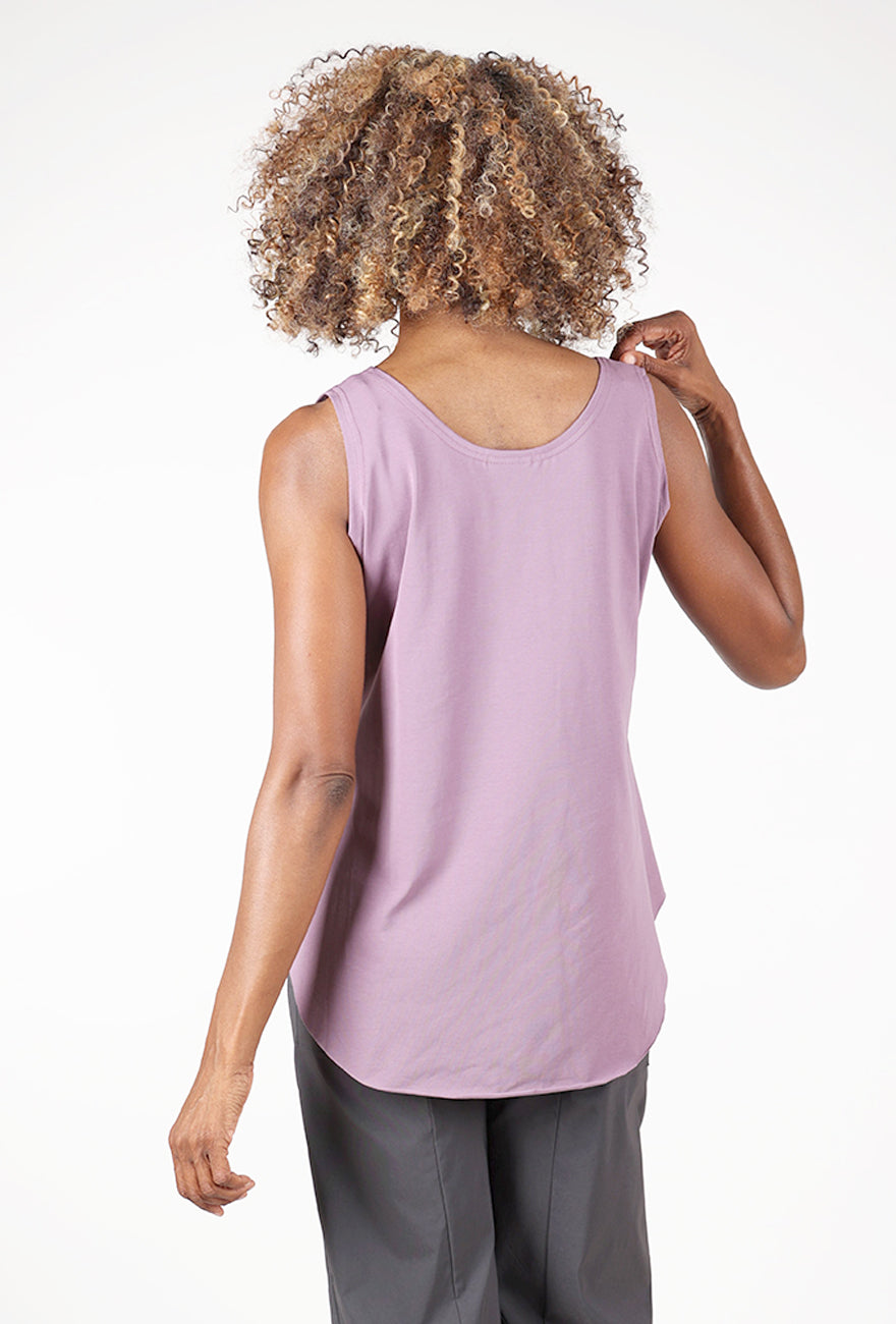 Cotton Lycra Shirttail Tank, Amethyst Angle 3