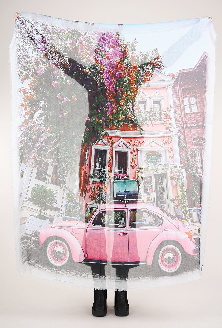 Blue Pacific Vintage Artisan Bug Scarf, Pink 