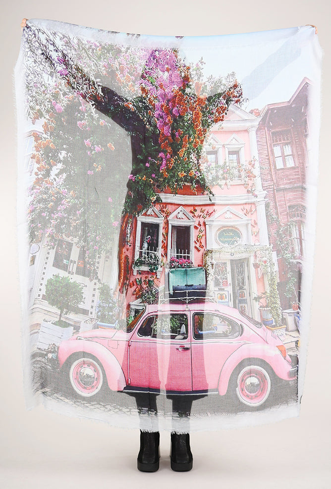 Blue Pacific Vintage Artisan Bug Scarf, Pink 