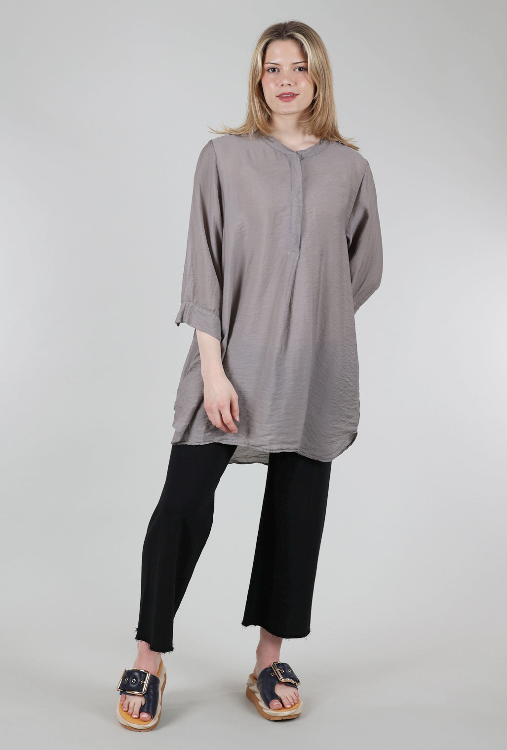 Cut Loose Henley Parachute Tunic, Cobblestone 