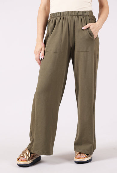Fenini Contrast Inset Fleece Pant, Olive 