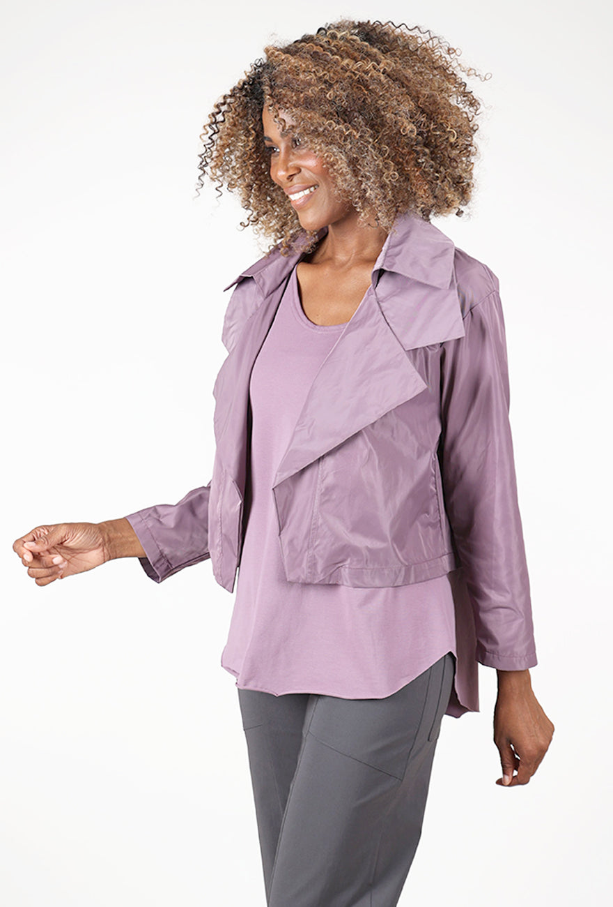 Nylon Triple Collar Jacket, Amethyst Angle 2