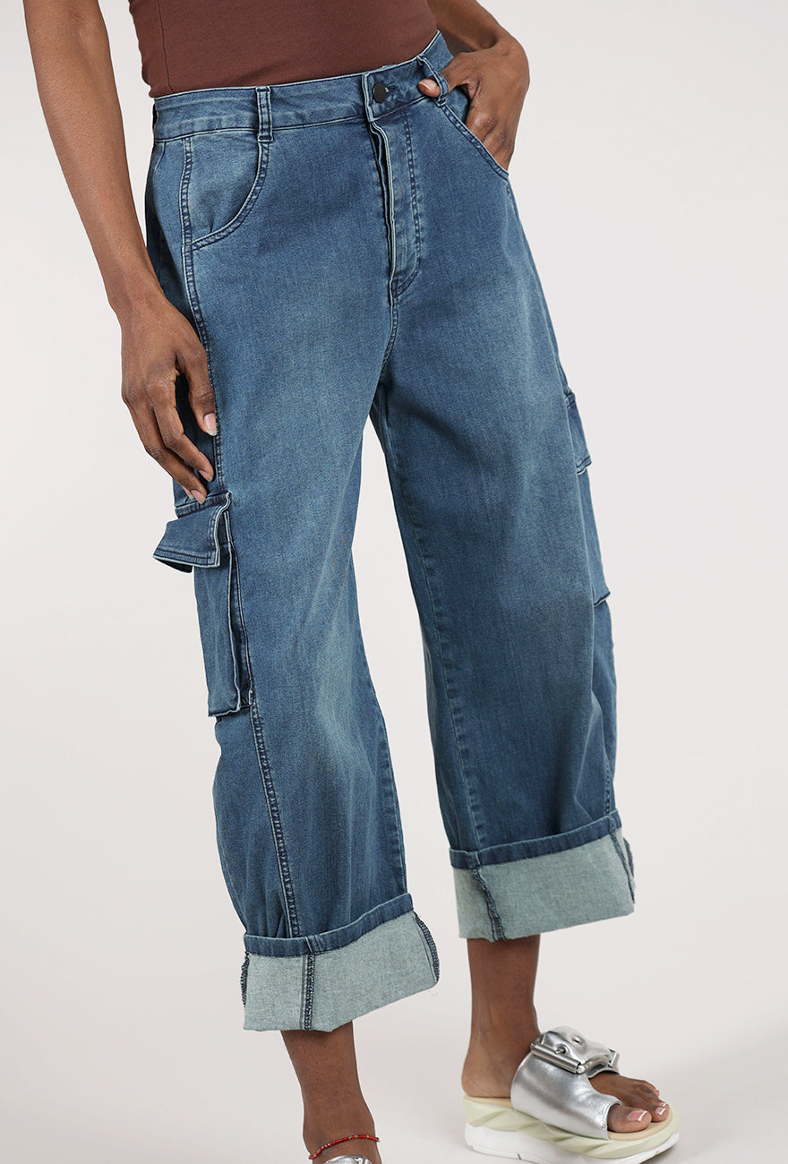 Pluslavie New Curved Jeans, Blue 