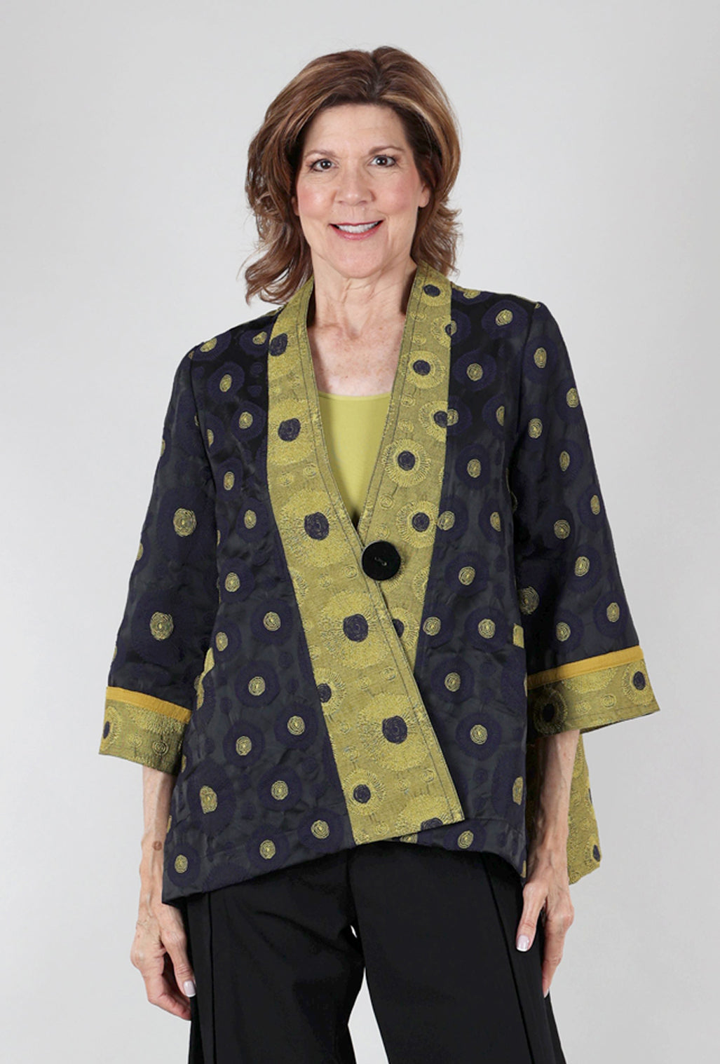 Moonlight Kimono Event Jacket, Navy/Kiwi 