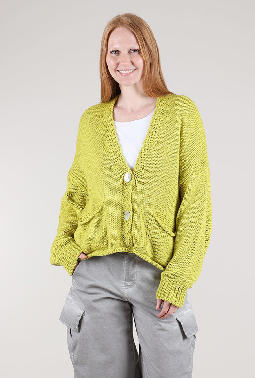 Alembika Slouchy Cotton Grandpa Sweater, Yellow 