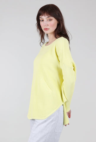 Planet Perfect Waffle Crew Sweater, Citron 