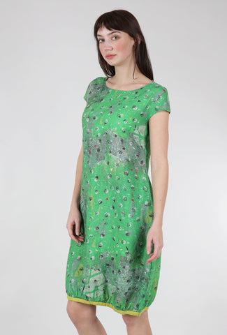Grizas Print Linen Shift Dress, Green 