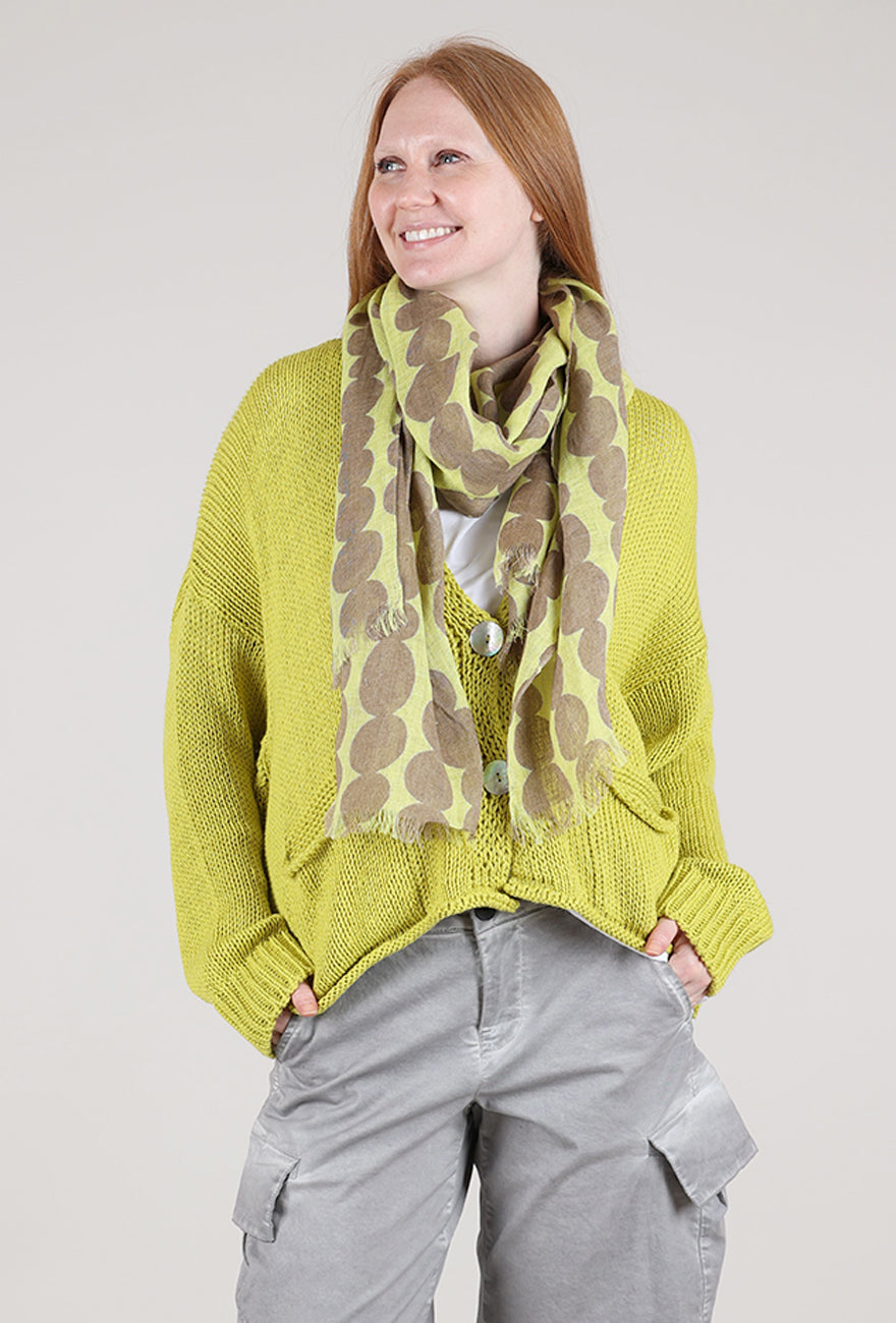 See Design Small Totem Linen Scarf, Brown/Citron 