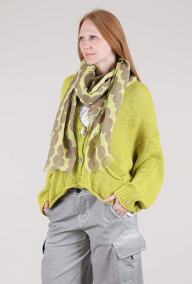 See Design Small Totem Linen Scarf, Brown/Citron 