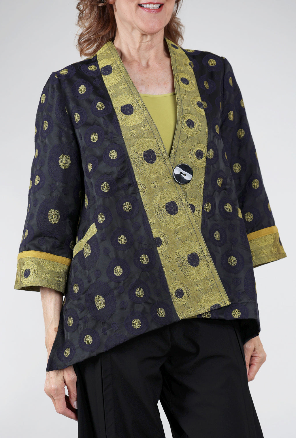 Moonlight Kimono Event Jacket, Navy/Kiwi 