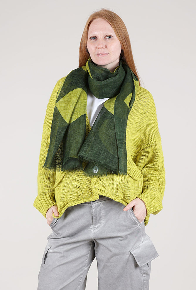 See Design Plant Print Linen Scarf, Citron/Forest 