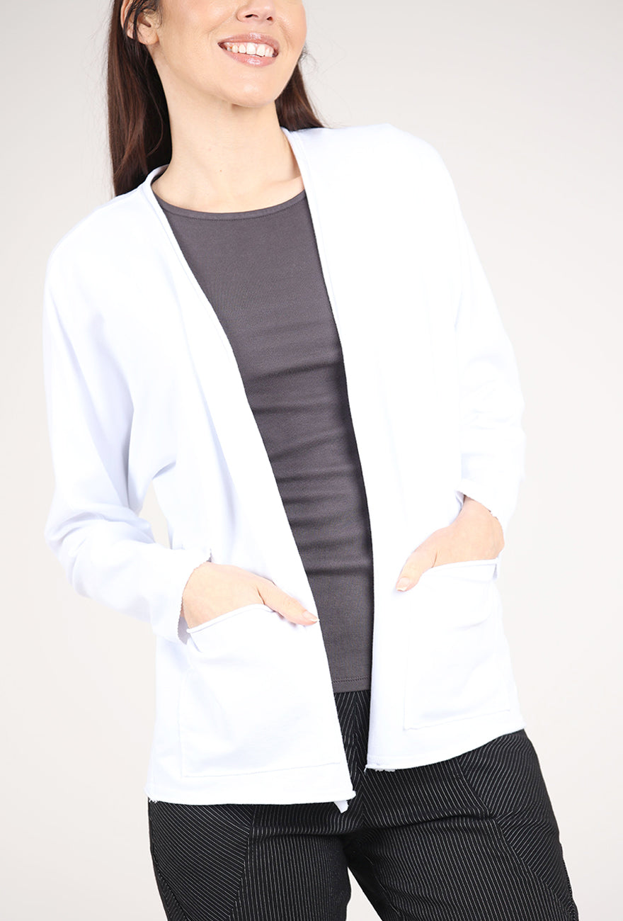 Mododoc Open Front Kimono Sleeve Cardie, White 