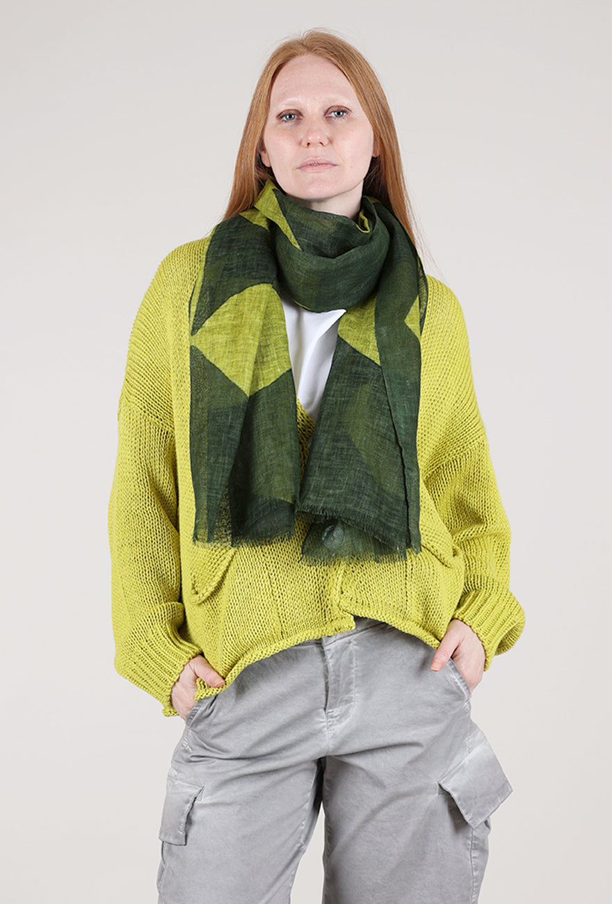 See Design Plant Print Linen Scarf, Citron/Forest 