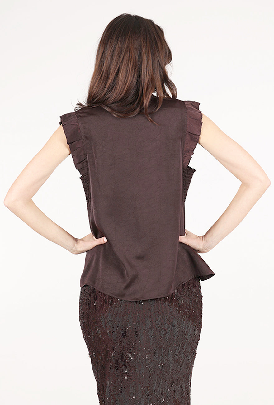 Grade & Gather Sateen Ruffle Top, Chicory 