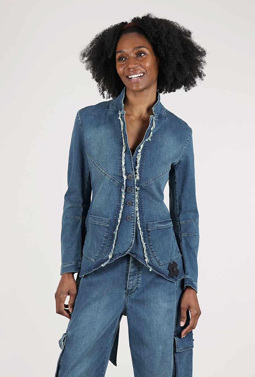 Pluslavie The Bowflare Denim Jacket, Blue 