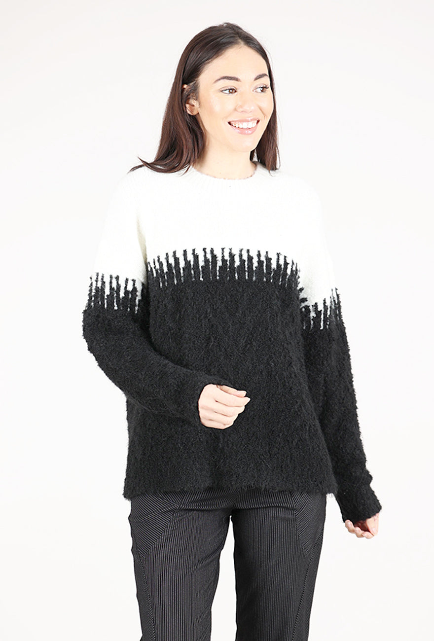 Grade & Gather Yarn Mix Sweater, Black/Ecru 