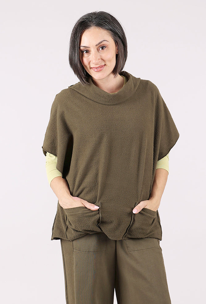 Fenini Fleece Pullover Topper Vest, Olive 