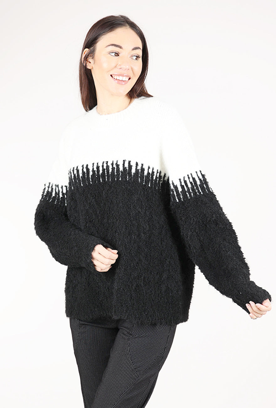 Grade & Gather Yarn Mix Sweater, Black/Ecru 