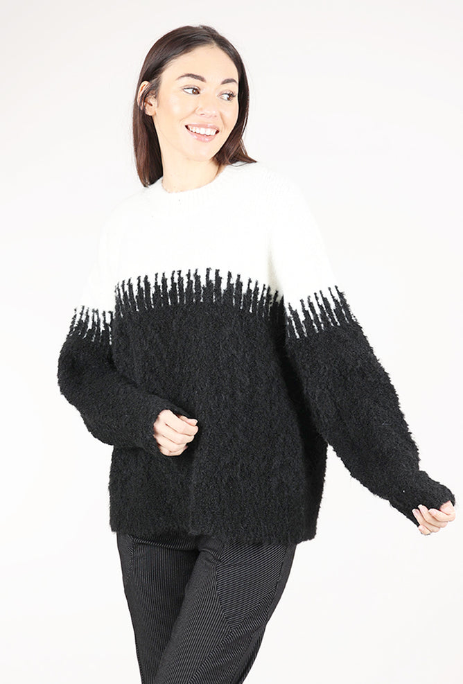 Grade & Gather Yarn Mix Sweater, Black/Ecru 