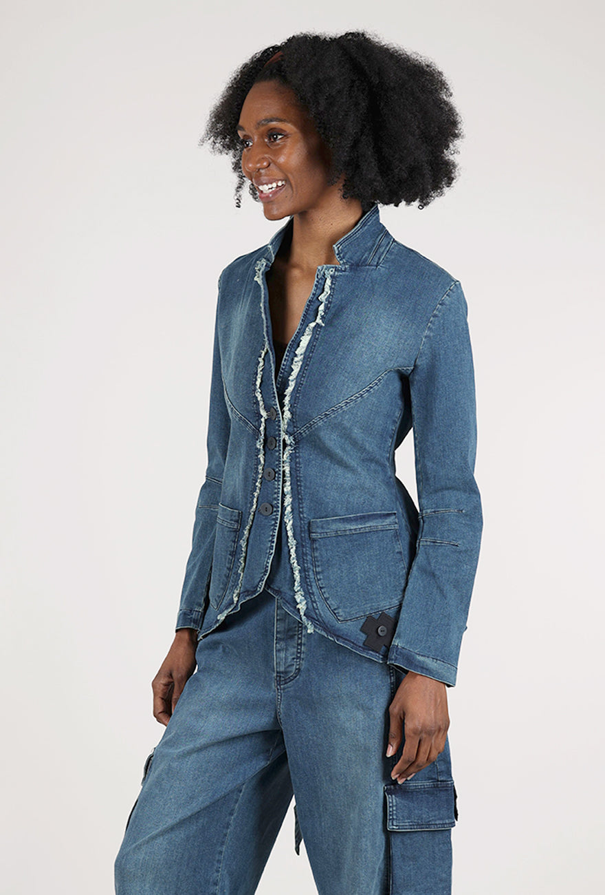 Pluslavie The Bowflare Denim Jacket, Blue 
