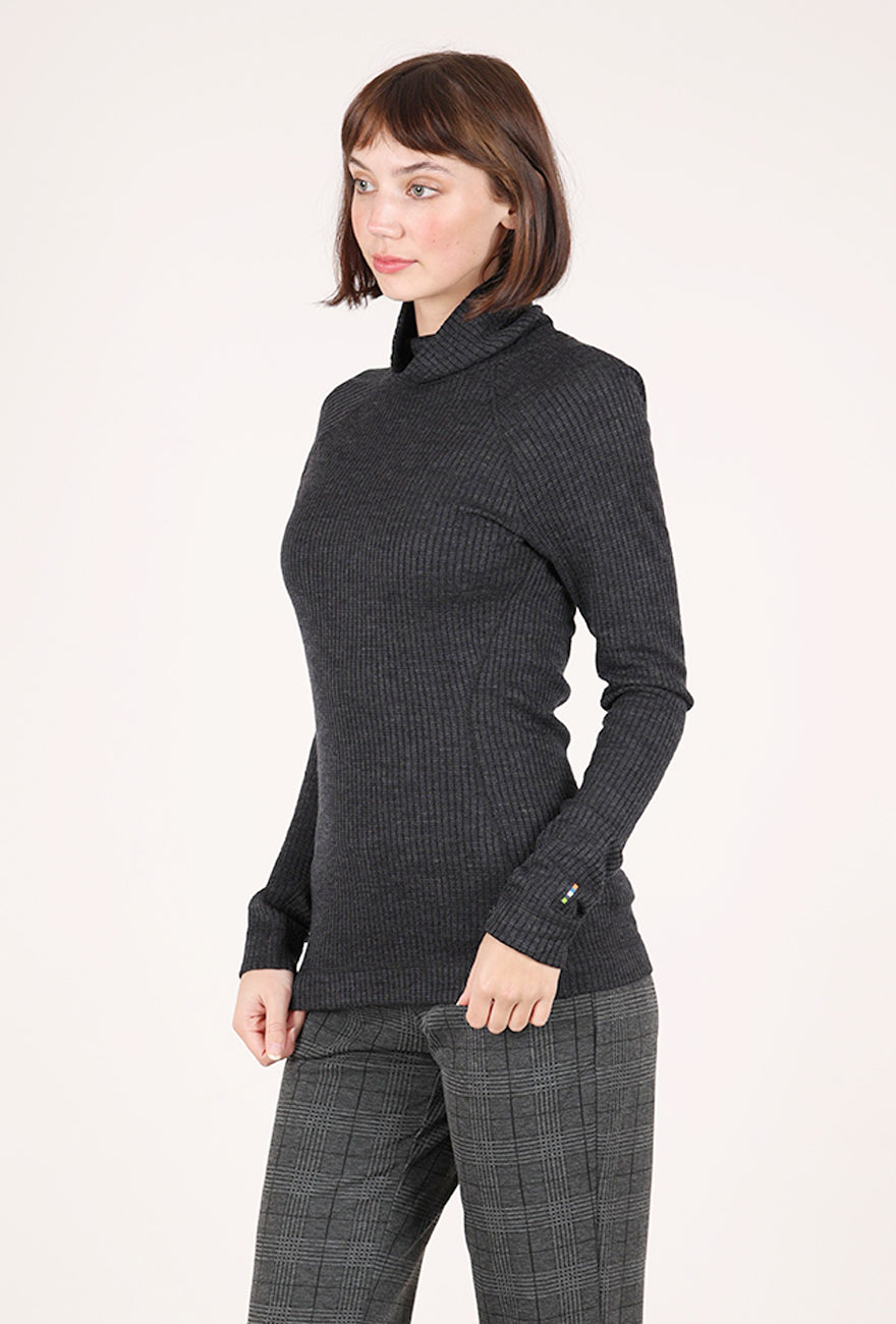Smartwool Thermal Merino Rib Tneck, Charcoal Heather 