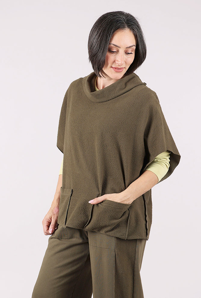 Fenini Fleece Pullover Topper Vest, Olive 